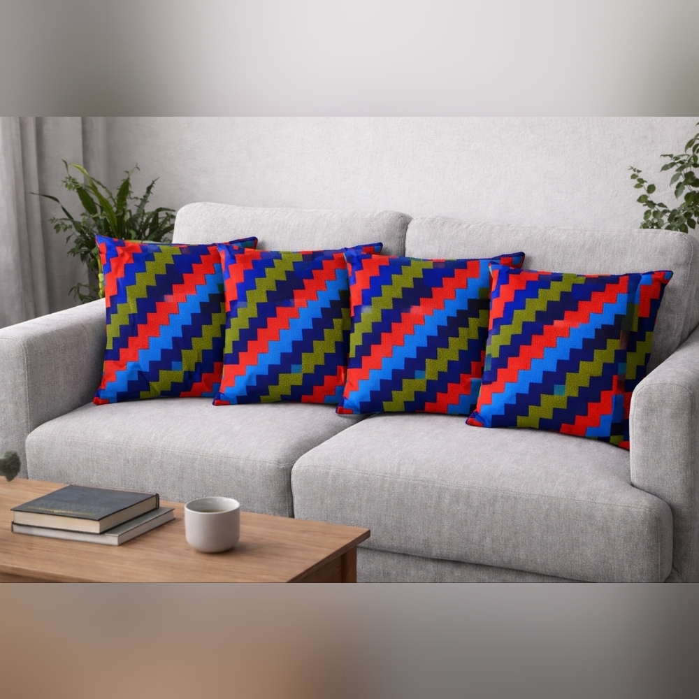 Set of 4 African Print Pillow Covers 18x18